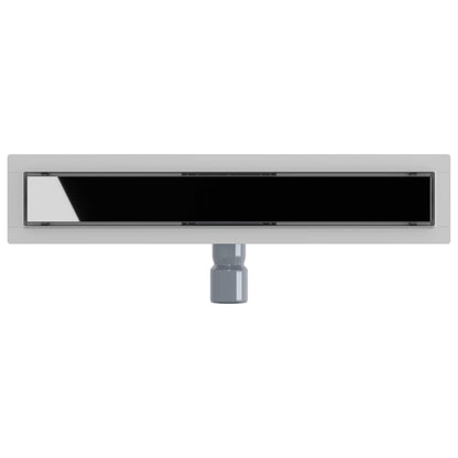 Shower Drain with Glass Cover Black 50 cm Stainless Steel 304