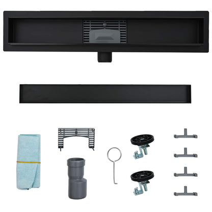 2 in 1 Shower Drain Black 70 cm Stainless Steel 304