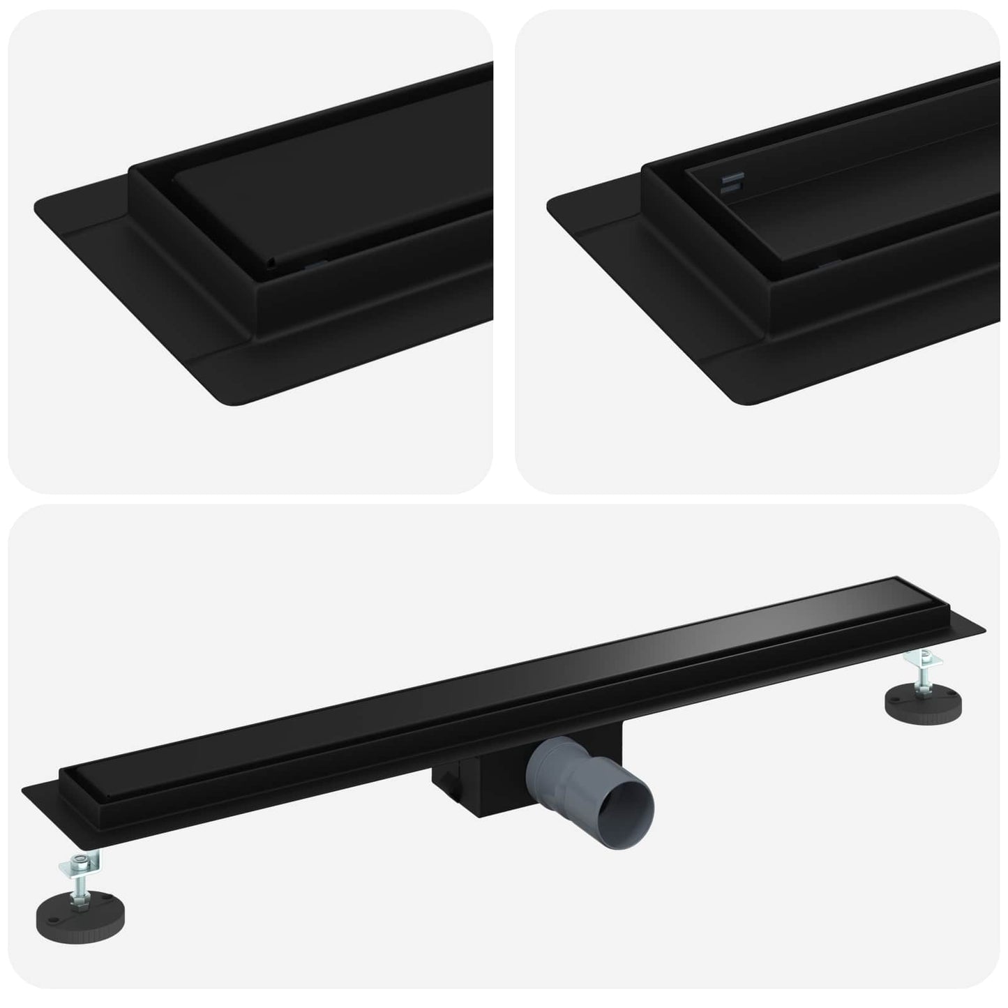 2 in 1 Shower Drain Black 70 cm Stainless Steel 304