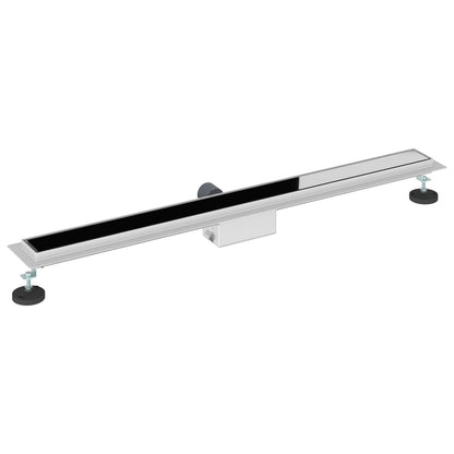 Shower Drain with Glass Cover Black 90 cm Stainless Steel 304