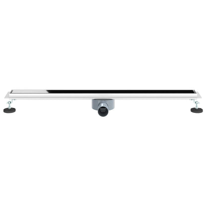Shower Drain Glass Cover with 360° Siphon Black 90 cm