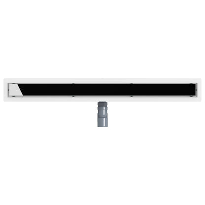Shower Drain Glass Cover with 360° Siphon Black 90 cm
