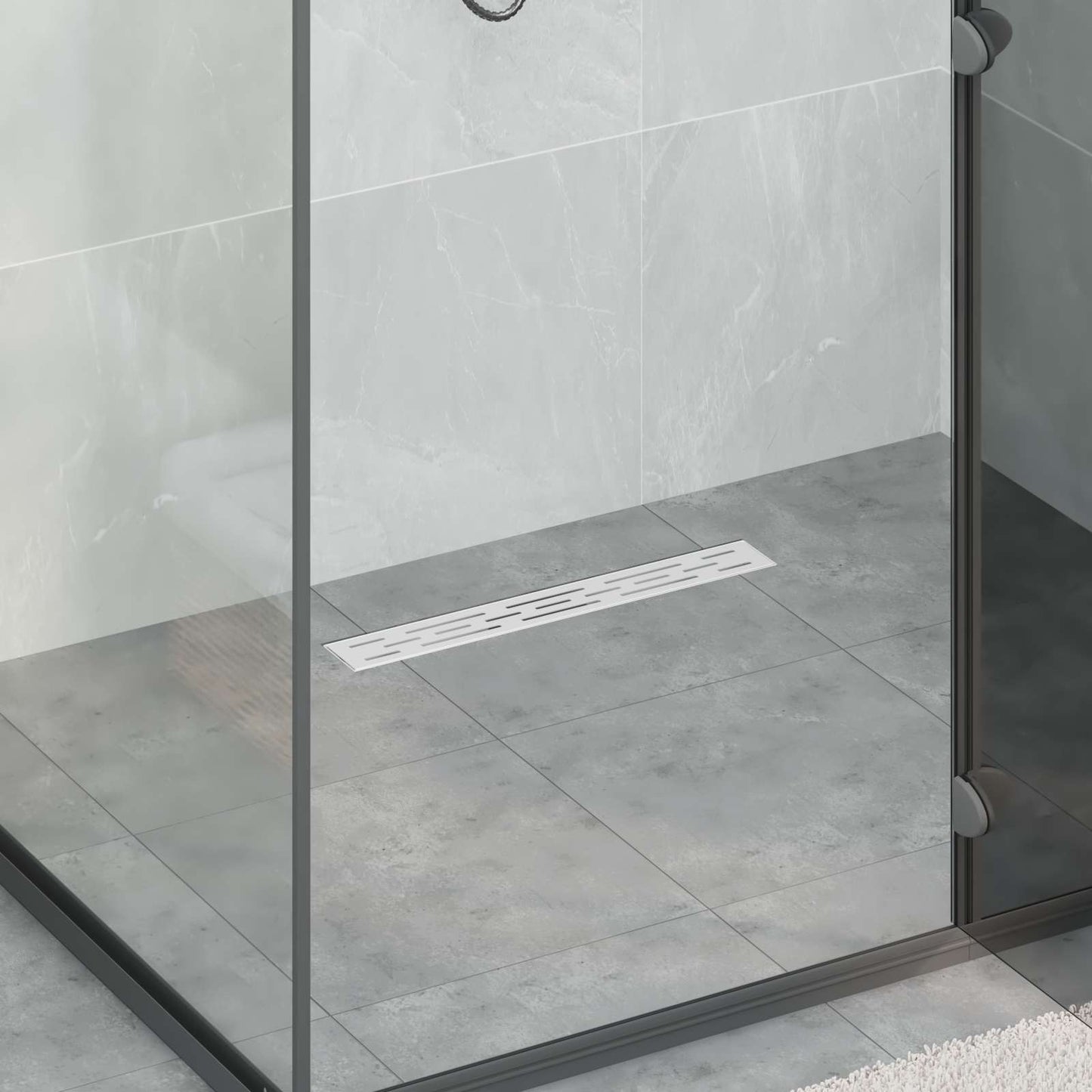 Shower Drain with Line Design Silver 60 cm Stainless Steel 304