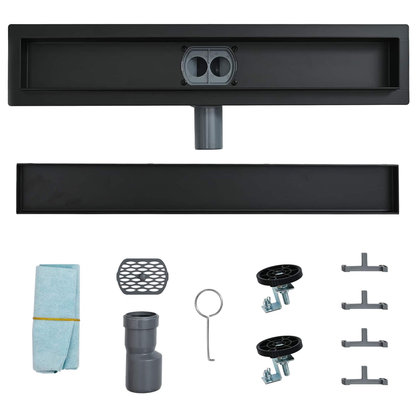 Shower Drain 2-in-1 with 360° Siphon Black 70 cm