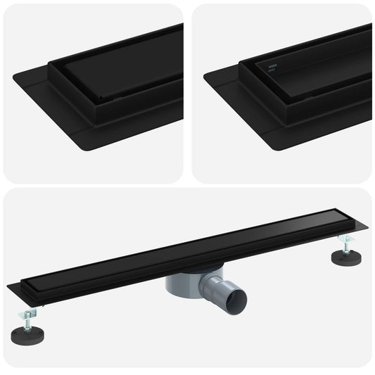 Shower Drain 2-in-1 with 360° Siphon Black 70 cm