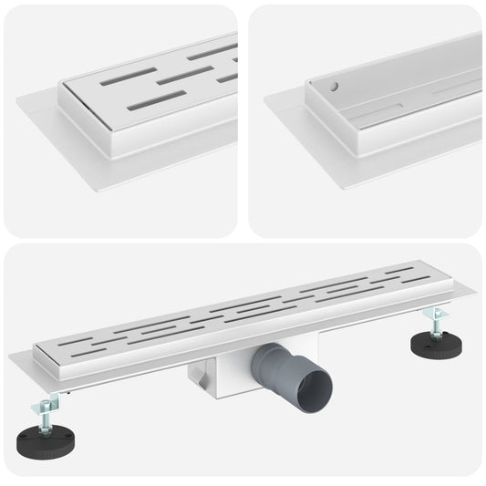 Shower Drain with Line Design Silver 50 cm Stainless Steel 304