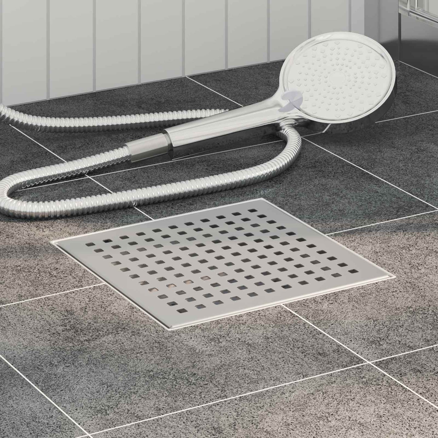 Dot Shower Drain Silver 20 x 20 cm Stainless Steel 304