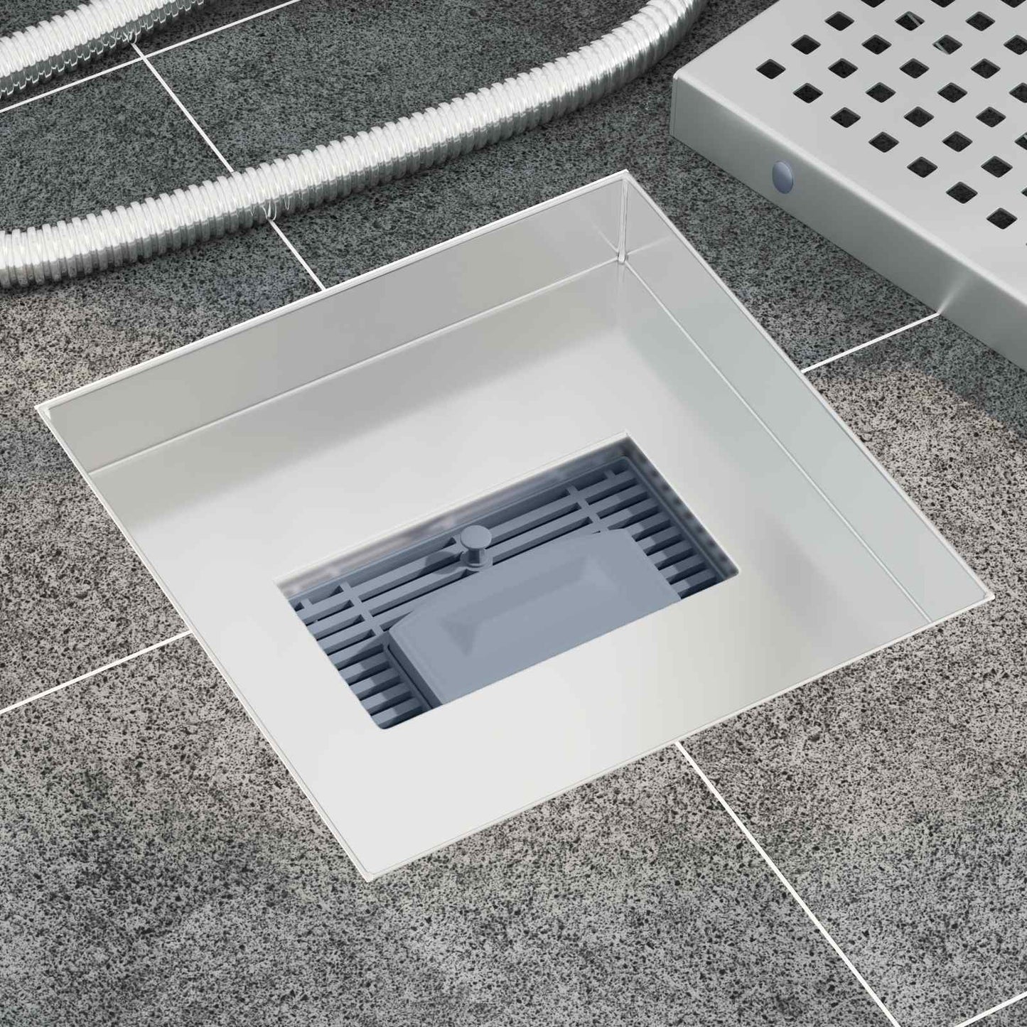 Dot Shower Drain Silver 20 x 20 cm Stainless Steel 304