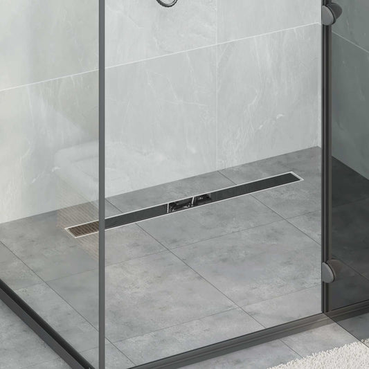 Shower Drain Glass Cover with 360° Siphon Black 80 cm
