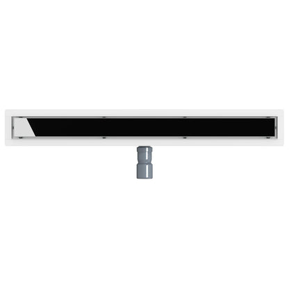 Shower Drain Glass Cover with 360° Siphon Black 80 cm