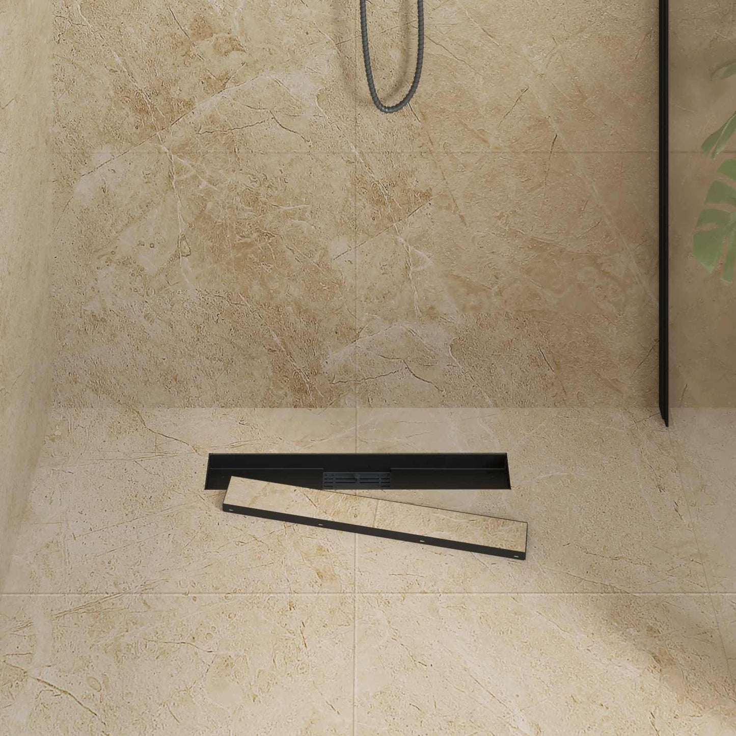 2 in 1 Shower Drain Black 50 cm Stainless Steel 304