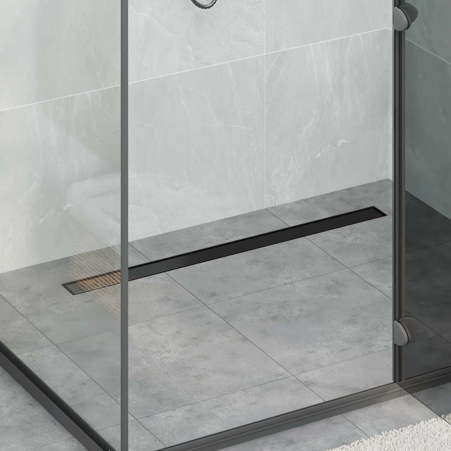 2 in 1 Shower Drain Black 90 cm Stainless Steel 304