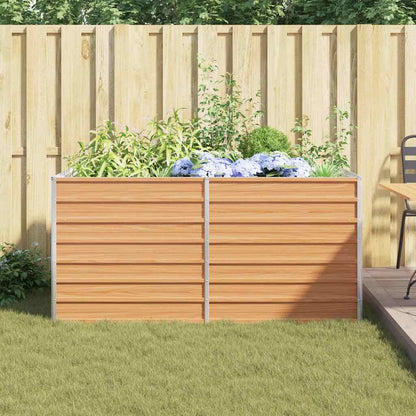 Garden Raised Bed Light Brown 160 x 80 x 77 cm Galvanised Steel