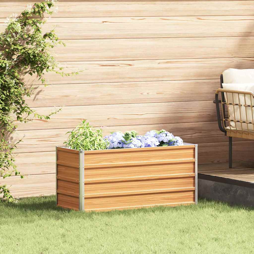 Garden Raised Bed Light Brown 100 x 40 x 45 cm Galvanised Steel