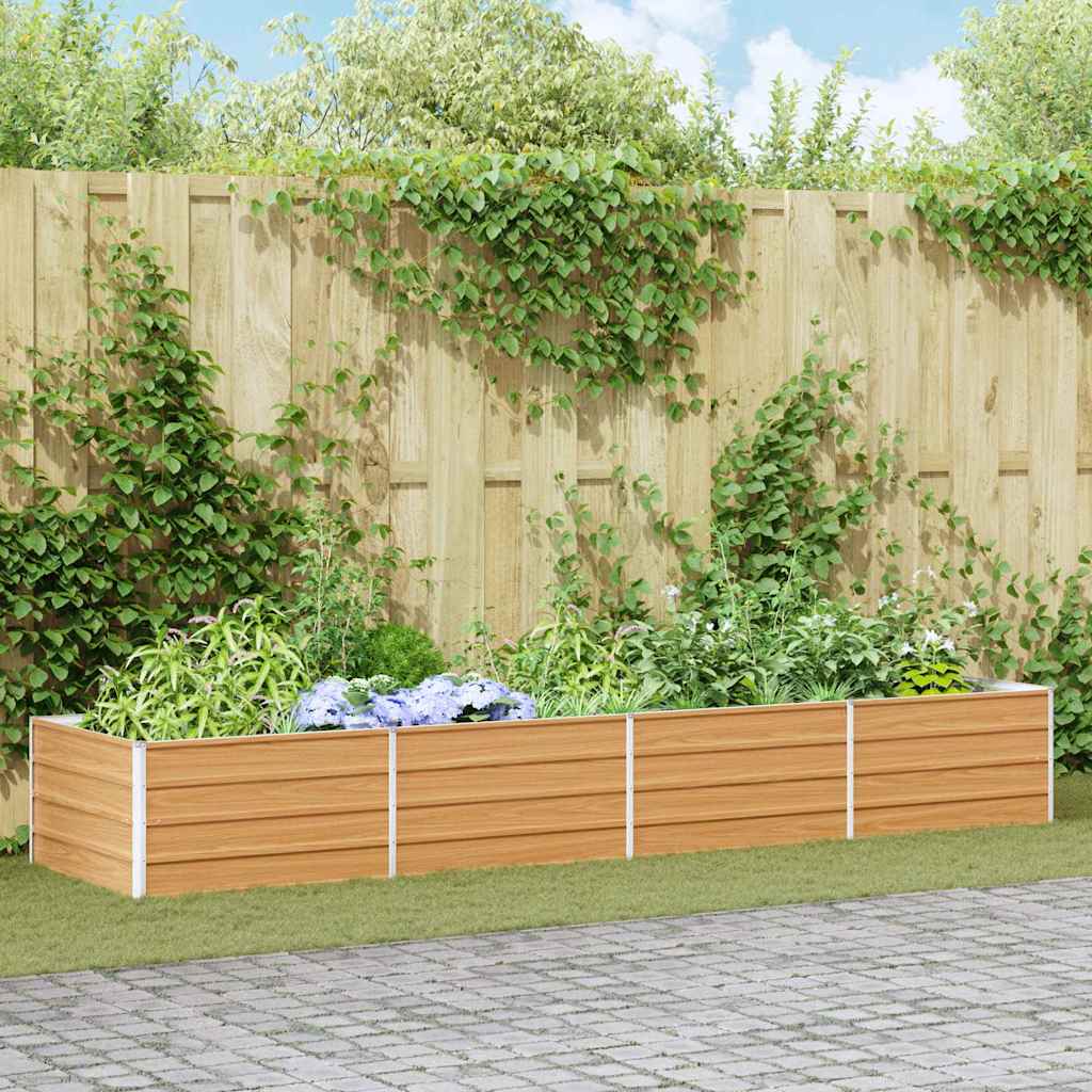 Garden Raised Bed Light Brown 320 x 80 x 45 cm Galvanised Steel