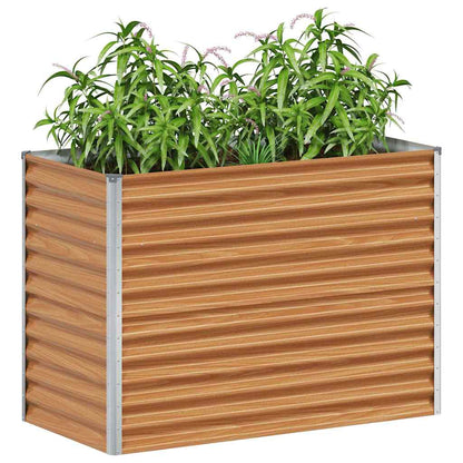 Garden Raised Bed Light Brown 98 x 50 x 68 cm Galvanised Steel