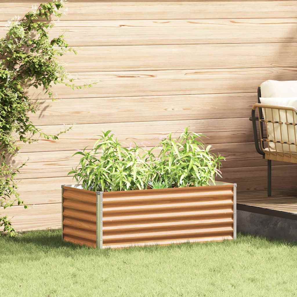 Garden Raised Bed Light Brown 98 x 50 x 36 cm Galvanised Steel