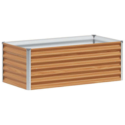 Garden Raised Bed Light Brown 98 x 50 x 36 cm Galvanised Steel