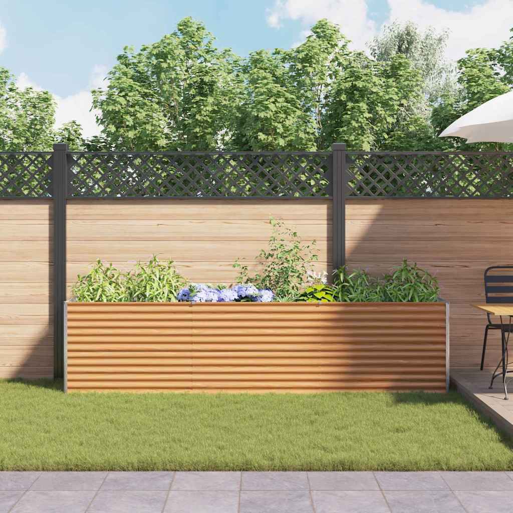 Garden Raised Bed Light Brown 290 x 50 x 68 cm Galvanised Steel