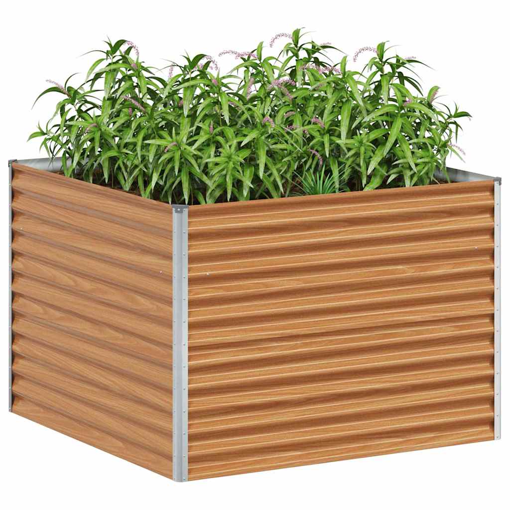 Garden Raised Bed Light Brown 98 x 100 x 68 cm Galvanised Steel