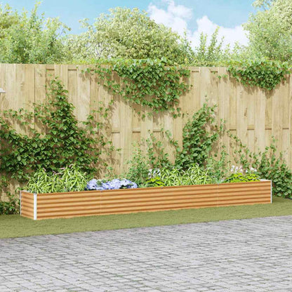 Garden Raised Bed Light Brown 390 x 50 x 36 cm Galvanised Steel