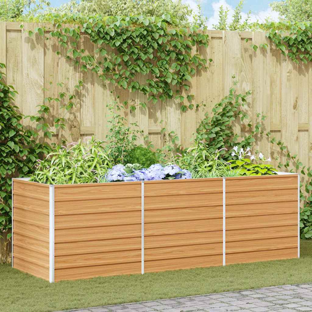 Garden Raised Bed Light Brown 240 x 80 x 77 cm Galvanised Steel