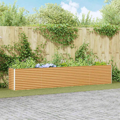 Garden Raised Bed Light Brown 390 x 50 x 68 cm Galvanised Steel