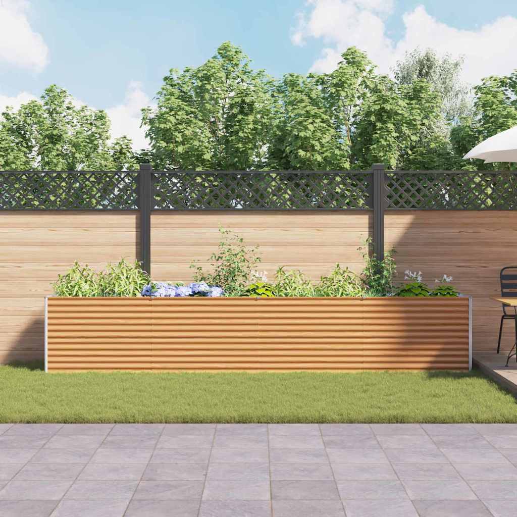 Garden Raised Bed Light Brown 390 x 50 x 68 cm Galvanised Steel