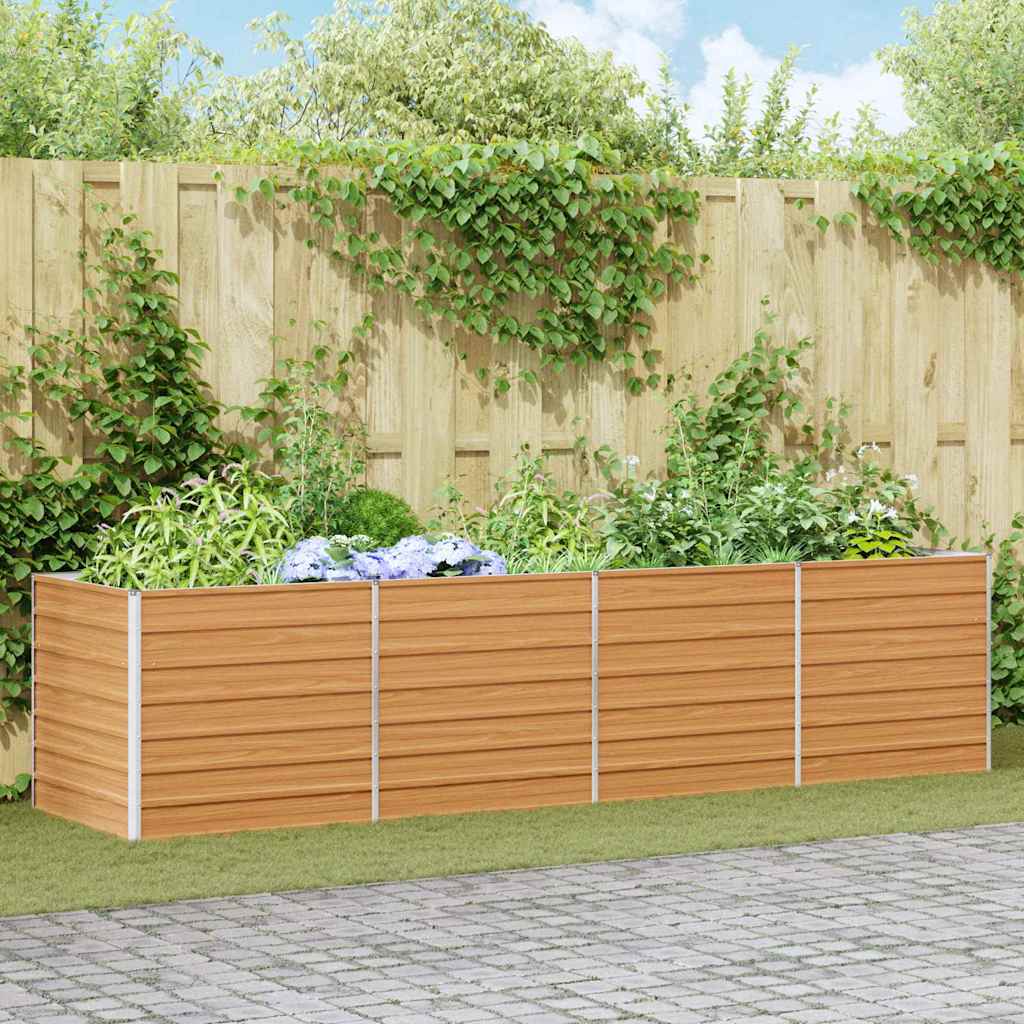 Garden Raised Bed Light Brown 320 x 80 x 77 cm Galvanised Steel