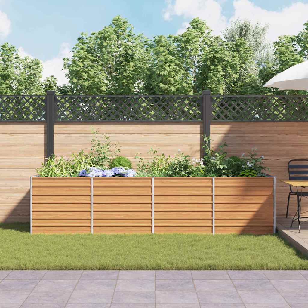 Garden Raised Bed Light Brown 320 x 80 x 77 cm Galvanised Steel