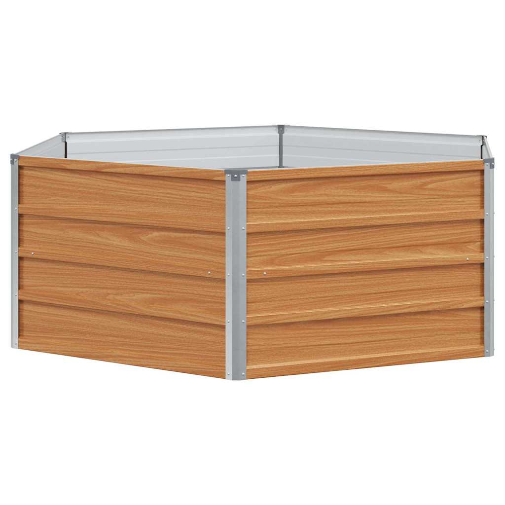 Raised Garden Bed Wood Look 129 x 129 x 45 cm Galvanised Steel