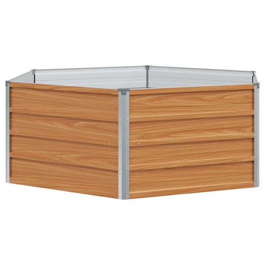 Raised Garden Bed Wood Look 129 x 129 x 45 cm Galvanised Steel