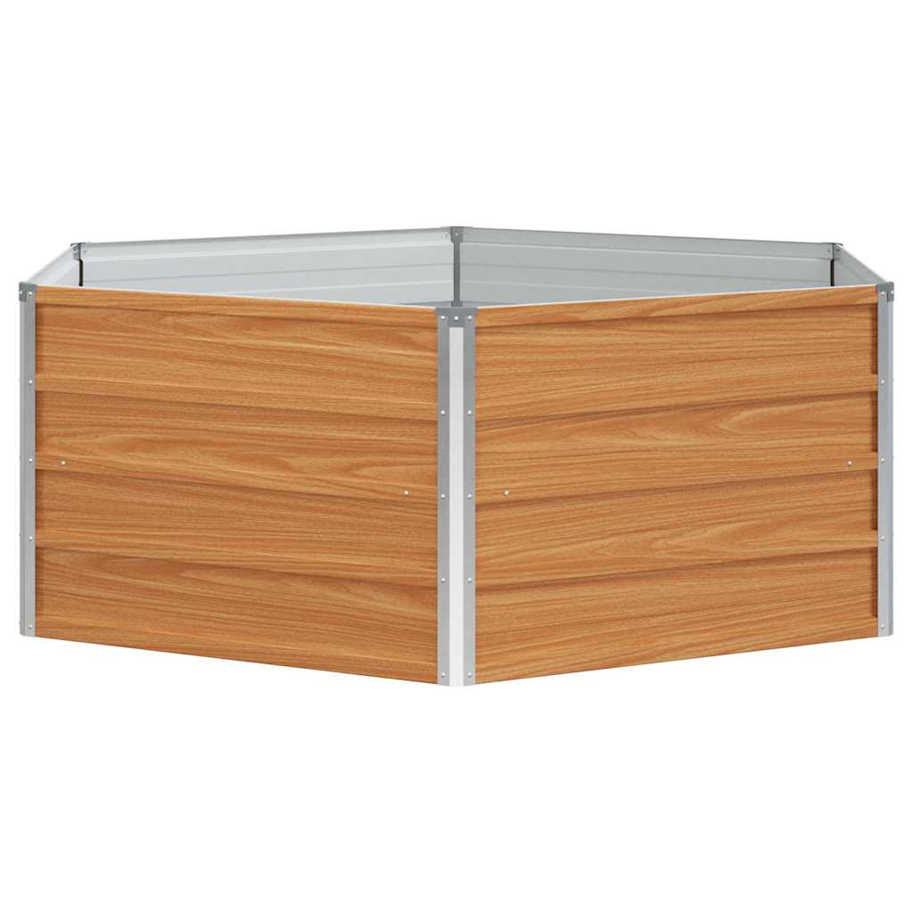 Raised Garden Bed Wood Look 129 x 129 x 45 cm Galvanised Steel