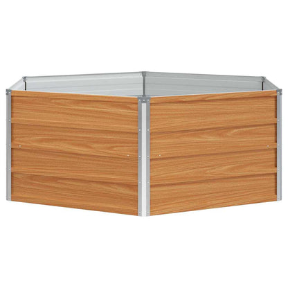 Raised Garden Bed Wood Look 129 x 129 x 45 cm Galvanised Steel