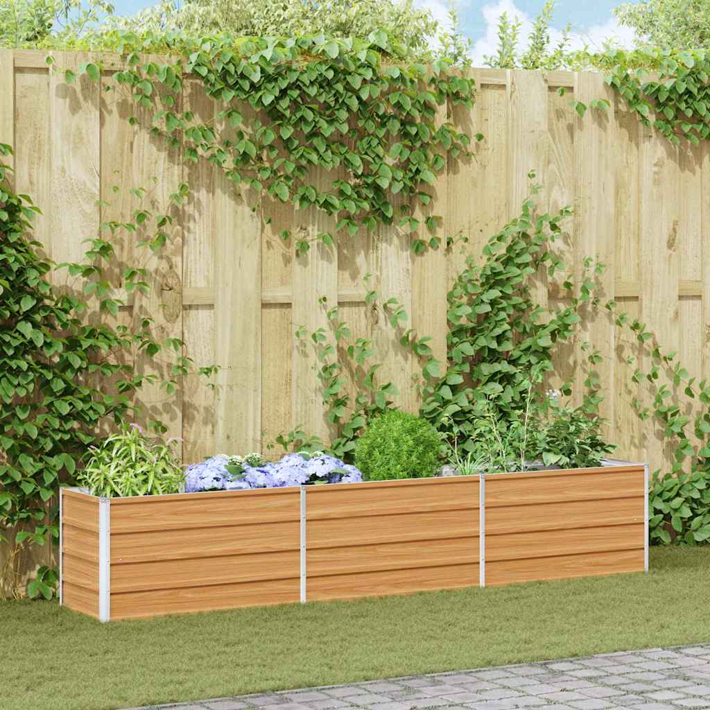 Garden Raised Bed Light Brown 240 x 40 x 45 cm Galvanised Steel