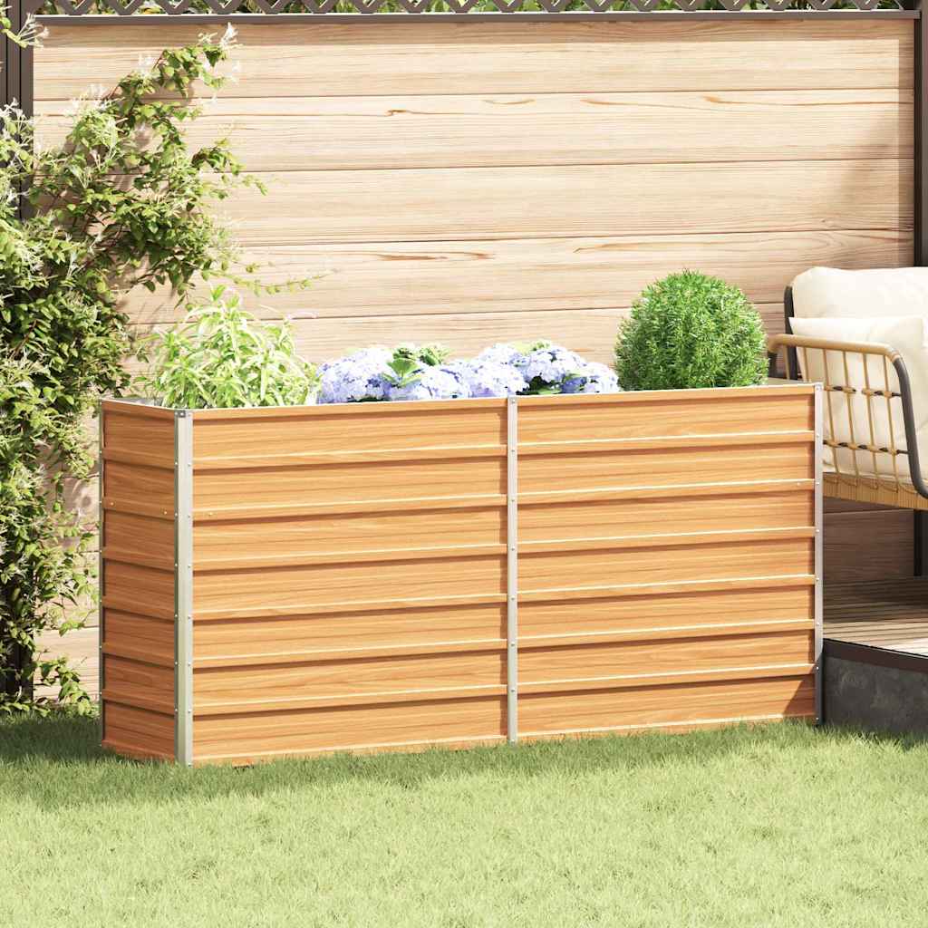 Garden Raised Bed Light Brown 160 x 40 x 77 cm Galvanised Steel