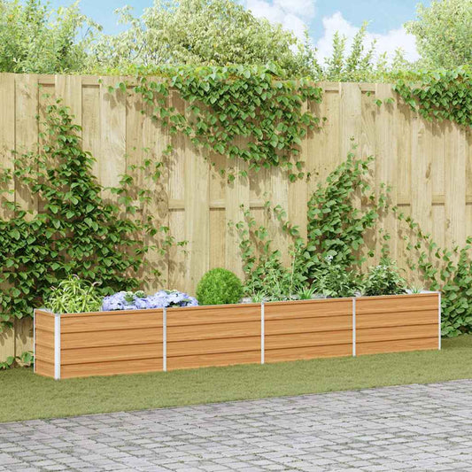 Garden Raised Bed Light Brown 320 x 40 x 45 cm Galvanised Steel