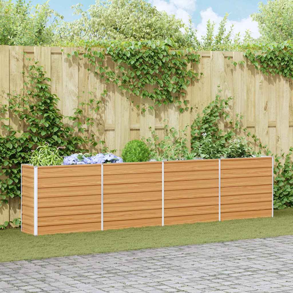 Garden Raised Bed Light Brown 320 x 40 x 77 cm Galvanised Steel