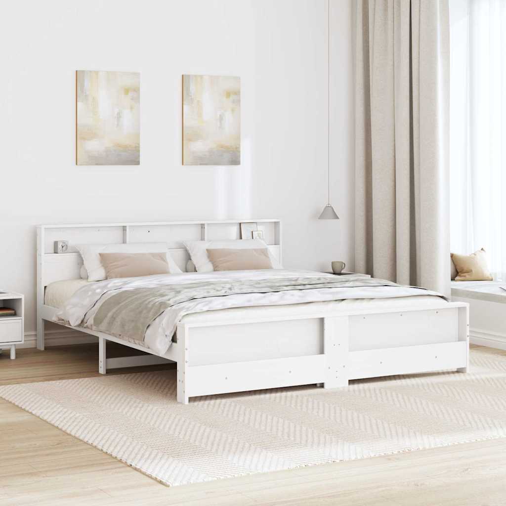 Bed Frame with Headboard White 200 x 200 cm Engineered Wood