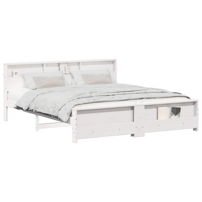Bed Frame with Headboard White 200 x 200 cm Engineered Wood