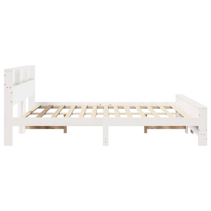 Bed Frame with Shelf White 180 x 200 cm Solid Pine Wood