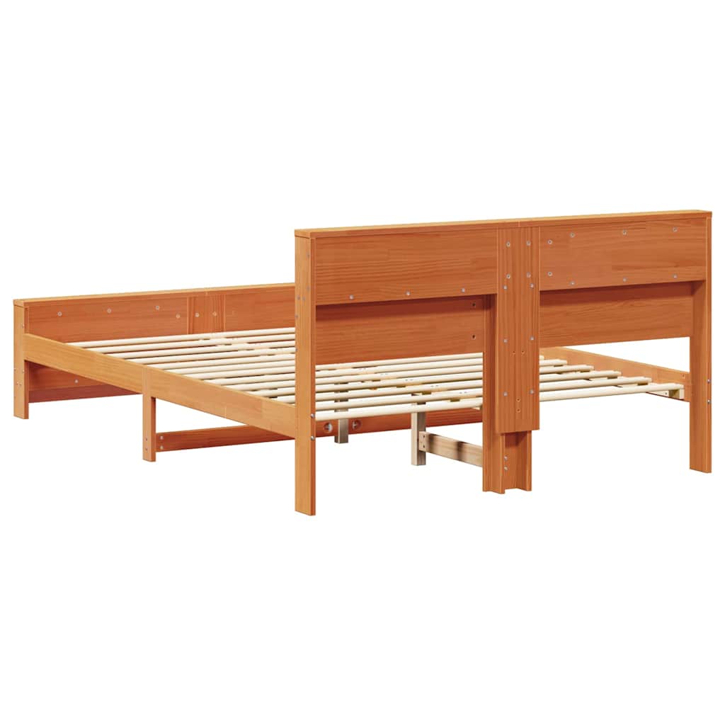 Bed Frame with Headboard Wax Brown 140 x 200 cm Engineered Wood