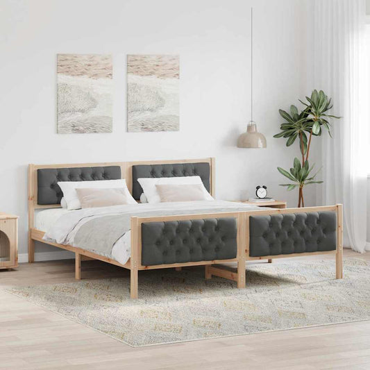 Bed Frame with Headboard Dark Grey 180 x 200 cm Solid Pine Wood