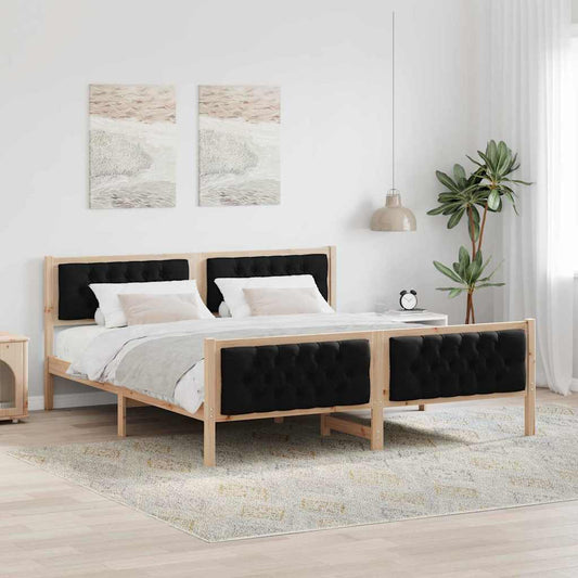 Bed Frame with Headboard Black 180 x 200 cm Solid Pine Wood