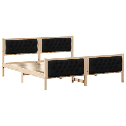 Bed Frame with Headboard Black 180 x 200 cm Solid Pine Wood