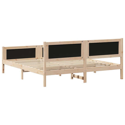 Bed Frame with Headboard Black 180 x 200 cm Solid Pine Wood