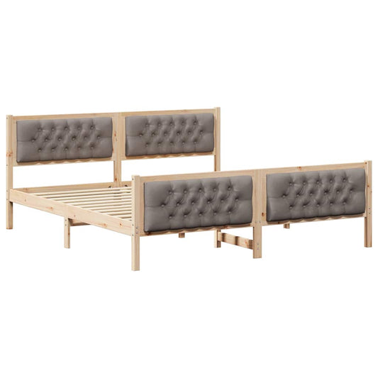 Bed Frame with Headboard Taupe 180 x 200 cm Solid Pine Wood