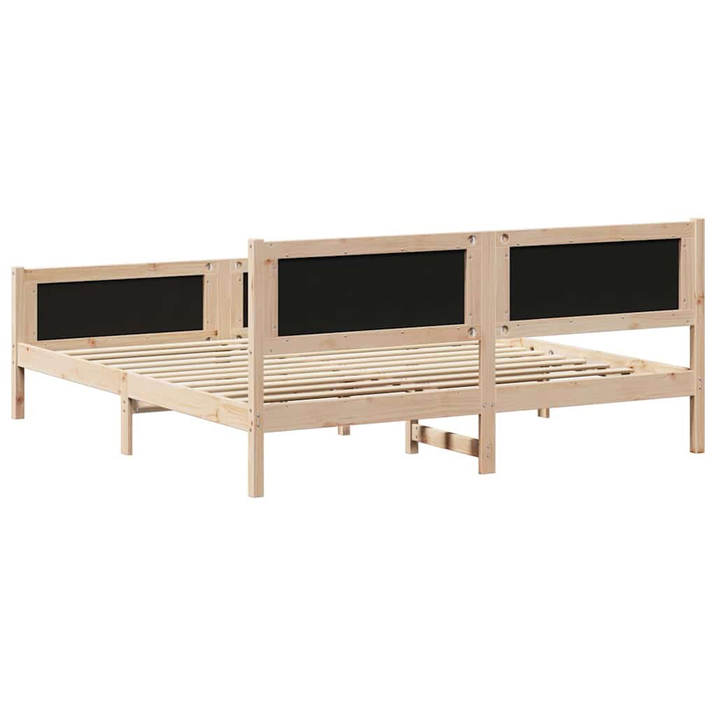 Bed Frame with Headboard Taupe 180 x 200 cm Solid Pine Wood