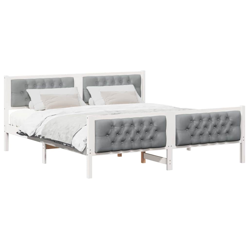 Bed Frame Light Grey 180 x 200 cm Solid Pine Wood