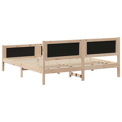 Bed frame Brown and light grey 180 x 200 cm Solid pine wood